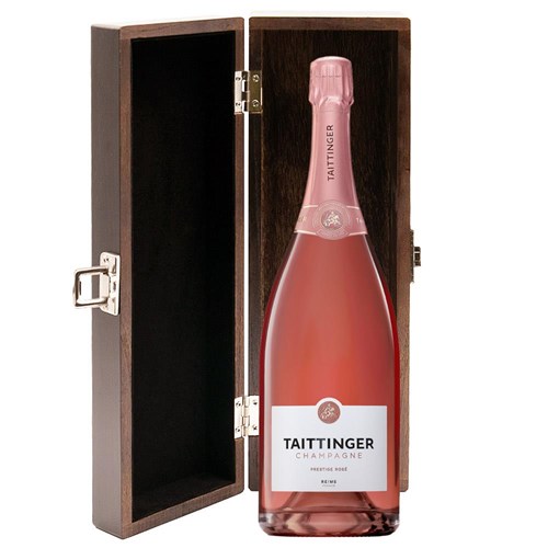 Magnum of Taittinger Rose Champagne 150cl in Elm Wood Gift Box